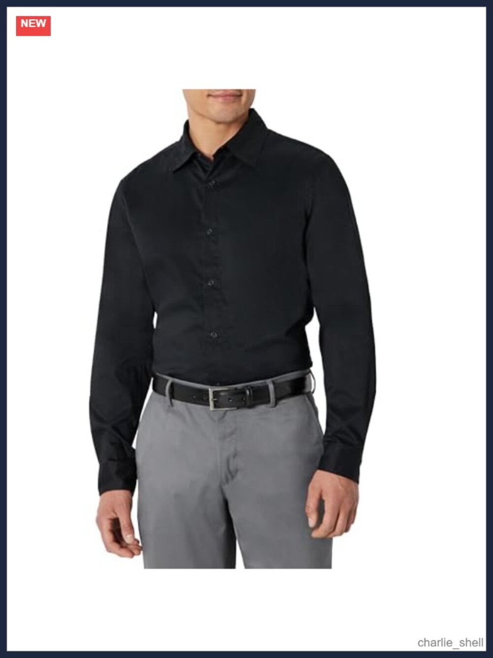 Men's Slim Fit Wrinkle Resistant Stretch Dress Shirt Long S - No Color